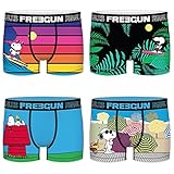 FREEGUN Peanuts Herren Boxershorts 4er Pack S M L XL XXL Bunt Sommer Comic Snoopy Druck ohne Eingriff Mikrofaser, Größe:M, Farbe:Motivmix