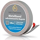 Meisterwerk Metallband mit erhöhtem Metallanteil für Tonies, Magnete & Tonie Tribüne | Zuverlässiger & biegsamer Schaumstoffkleber haftet selbst auf unebenen Oberflächen - Ferroband in Silb