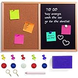 Creative Home 60 x 40 cm Magnetisch Kreidetafel & Pinnwand Kork - Kombitafel | Schwarz Magnettafel mit 5 Stiften, Kreide, 5 Magneten und Schwamm | Küche Korkwand Wandtafel Kinder Blackb