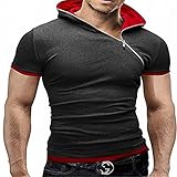 KXZD Herren T-Shirt Kurzarm Hooded Top Sommer Mit Kapuze T-Shirt Slim Fit Kurzarmshirt Sports Top Männer Mode Hemd Herren Sport Tank Top Workout Fitness Gym Hoodie Kapuzenpullover Sw