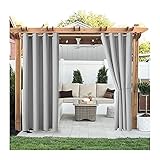 MFFACAI Outdoor Vorhang Wetterfest mit Ösen Oben und Unten, Sonnenschutz Blackout Outdoor Vorhänge für Terrasse Garten Veranda Pergola Cabana Gazebo Dock (Color : Light Grey, Size : B210*H230CM)