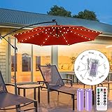 ECOWHO Sonnenschirm Lichterkette 104 LED Regenschirm Lichterkette mit USB wiederaufladbare Batterie & Fernbedienung, Terrassenschirm Lichterkette für Außen Outdoor Balkon Garten Camping