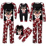 Schlafanzug Weihnachten Familie Paare Weihnachtspyjama Familie Set Fun-Nachtwäsche Herren Damen Jungen Mädchen Rundhals Nachthemd Hausanzug Outfit Weihnachtsanzug Home Kleidung Pyjamas W
