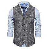 FDDFG Männer Weste Slim Anzug Weste Casual Sleeveless Formale Geschäftsjacke (Color : Dark Grey, Size : M)