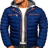 ADDZYY Herren Steppjacke Gefütterte Jacke sportliche Übergangsjacke Herrenjacke leichte Winterjacke modische Jacke für Männer Daunenjacke Sportjacke Freizeitjacke mit Kapuze Street Sty