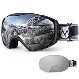 OutdoorMaster Unisex Premium Skibrille mit Schutzhülle, Snowboardbrille für Brillenträger, 100% UV-Schutz Schneebrille, Antibeschlag Skibrille für Damen Herren Jungen und M