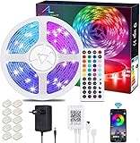 LED Streifen 10M(2x5M), ALED LIGHT RGB LED Strip 5050 SMD 300(2x150) LED Band, LED Lichtband Nicht Wasserfest mit 44 Tasten Fernbedienung 12V Netzteil für Haus, Raum, Party, Hochzeit, Dek