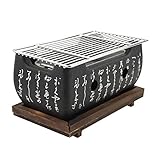 Zerodis Japanischer Barbecue-Grill, Rechteckiger Ofen, Japanische Küche Holzkohle-Herd-Barbecue-Alkohol-Herd-Tischgrill für Hinterhof, Outdoor-Camping