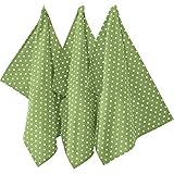 REDBEST Geschirrtuch, Trockentuch Punkte 3er- Pack, 100% Baumwolle grün Größe 50x70 cm - Robustes, glattes Gewebe, besonders saugstark, mit Aufhängung (weitere Farben)