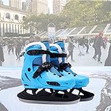 XIUWOUG Ice Skates Kids, Verstellbar Eislauf-Schlittschuhe Für Erwachsene Damen Männer und Jugendliche, Kunstfell-Innenfutter Edelstahl-Kufen Schnürung,Blau,L38_41