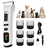 pecute Hundeschermaschine Tierhaarschneider Maschine Katzen, Leise Hundetrimmer, Haarschneider Sets mit 3 Geschwindigkeiten, Grooming Clippers für Langhaar Hunde Weiß