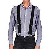Cocoarm Hosenträger für Herren Breit Extra Starken 5 cm Elastisch und Verstellbar mit 4er Clips X Form lange Suspenders für Männer und Damen Hose X F