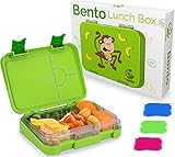 TAKWAY Kinder Bento Box mit Fächern grün | Brotbox mit Unterteilung variabel 4 oder 6 Fächer | Brotdose mit Fächern Kindergarten Schule KiTa | Jausenbox mit Unterteilung