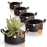 Amazy Pflanzsack 15L 5er Set (Ø35cm, Höhe 15cm) – Pflanzbeutel aus robustem Vlies – atmungsaktiv + widerstandsfähig | Pflanzsäcke für Urban Gardening Hobbygärtner zum Anbau von Gemüse & Obst  