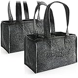 com-four® 2x Herrenhandtasche - Filztasche für Getränke - Flaschentasche aus Filz für 6 Flaschen - 6er Träger bis 0,5 L, grau/schwarz, 23 x 15 x 15 cm (Motiv 2-2 Stück)