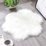 Faux Sheepskin Pflaumenblüte Gestalten Teppiche, Waschbare Teppich Rutschfeste Matten Mit Extra Langer Wolle Einfache Form, Humanisiertes Design Leicht Zu Reinigen, Weich Und Bequem,Weiß,60×60