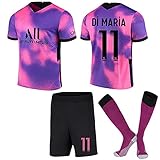 QYWJZ Neymar No. 10 Mbappé No. 7 Roze Paars Voetbal Jersey Sportkleding T-Shirt Set Volwassen Kinderen Unisex Met Paarse Sokk