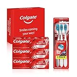 Colgate Zahnweiß-Set mit Colgate Max White Luminous Whitening Zahnpasta 3 x 75 ml und Colgate 360° Max White One 3er Pack Whitening Zahnbü