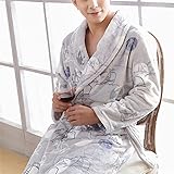 Zcjux. Bademantel Herren Herbst Und Winter Verdickter Warmer Flanell Herren Lässiger Lockerer Langer Herrenpyjama Zu Hause Service (Color : A, Size : XL code)