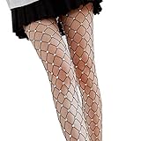 Egurs Damen Sexy Netzstrümpfe Strass Großes Gitter Elastisch Strumpfhose Strümpfe Leggings Lange Sock
