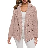 YUPENG Mantel Damen Gemütlich Plüsch Teddybär Revers Mantel Mode Flauschige Faux Fleece Jacke Offene Vorderseite Zweireihig Warm Damen Coat Herbst und Winter Neuer 4XL