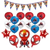 smileh Deko Geburtstag Spider Man Luftballons Banner Girlande Spiderman Kindergeburtstag Aluminiumfolienballons für Kinder Geburtstagsfeier Dek