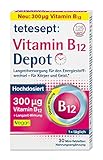 tetesept Vitamin B12 Depot – Hochdosiert mit 300μg Vitamin B12 zur Langzeitversorgung des Energiestoffwechsels - für Körper und Geist - Vegan - 1 x 30 Mini-Tabletten (Nahrungsergänzungsmittel)