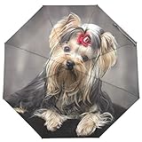 SJZS Regenschirm Yorkshire Terrier Automatic Regenschirm Frauen Regen Regenschirme DREI Folding Weibliche Lady Car Große Windsicher Hund Regenschirm (Color : Dog Umbrella)