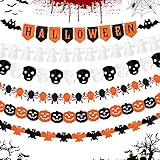 Floepx 6stk Halloween Deko Set,Halloweendeko Spinne Banner Kürbis Wimpelkette,Halloween Girlande,Halloween Decoration,Halloween Banner für Karneval Halloween Party G