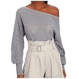 Damen Pulli Langarmshirts T-Shirt Rundhals Ausschnitt Lose Bluse Hemd Herbst Strickjacke Lose Strickpullover Langarm Coat Langarmmanschette Ist Mit Einem H