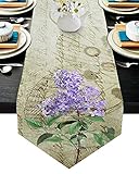 JSJJAUJ Kristall Anhänger Vintage lila Tischläufer Hochzeit Tischdekor Blumenkuchen Tischdecke und Tischsat Weihnachtsdekor Halskette (Size : 36x183cmTable Runner)