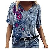 threadheads Shirts T-Shirt Damen Sommer Basic Kurzarm Shirt Elegant Oberteile Freizeit Tuniken Tops mit Button Langrm Top Langarmshirt Bluse Tee Baumwoll Frauen Einfarbig Blusen XXL