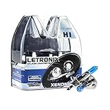 LETRONIX Halogen Auto Lampen H1 12V 8500K Kalt Weiß Xenon Optik Gas Ultra White Look Birnen Lampe Abblendlicht Nebelscheinwerfer Fernlicht Kurvenlicht Zulassung E-Prüfzeichen (LED Optik) (H1 55W)