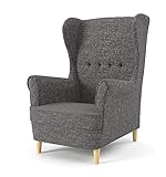 Sofini Ohrensessel Milo! Sessel für Wohnzimmer & Esszimmer! Skandinawisch, Relaxsessel aus Webstoff, Best Sessel! (Lux 06)