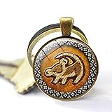 bab Löwenkopf-Anhänger, König der Löwen, Simba-Schmuck, rundes Glasbild, modischer Vintage-Schlüsselanhänger, personalisiertes Geschenk