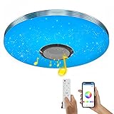 Wayrank LED Deckenleuchte Farbwechsel mit Bluetooth Lautsprecher, 36W RGB Lampen Deckenlampe mit Fernbedienung und APP-Steuerung, LED Kronleuchte Dimmbar für Schlafzimmer W