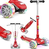 KIDIZ® Roller Kinder Scooter X-Pro2 Dreiradscooter mit PU LED Leuchtenden Räder Kinderroller faltbar Tret-Roller höhenverstellbarer Cityroller Kinderscooter für Jungen Mädchen 3-12 Jahre, R