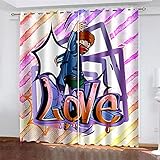 HOMEIEU Ösenbeschattung, Wärme- Und Lärmschutzvorhänge, 3D-Graffiti-Motiv, Wohnzimmer- Und Schlafzimmerbalkon (B140xH210cm-2PCS)