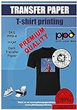 PPD 5 x A4 Blatt Inkjet PREMIUM T-Shirt Transferpapier für schwarze (dunkle) Textilien, geeignet für alle Tintenstrahldrucker sowie Bügeleisen/ Thermopresse/Schneideplotter/ Smartcutter PPD04-5