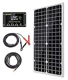 30W 12V Monokristallines Solarmodul Solarpanel Solarzelle Kit mit 10A Solarladegerät Laderegler Photovoltaikanlagen Solarbetriebene für Caravan Camper B