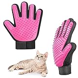 Tuofang Pet Bürste Handschuh, 2 Stück Haustier Handschuh, Haustier Pflegehandschuh, Hundesalon Handschuh, Massagehandschuh für Hunde und Katzen Haarentfernung (Rosa)