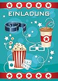 JuNa-Experten 12 Einladungskarten zum Kindergeburtstag Kino Party pink / Cinema Party / schöne und Bunte Einladung