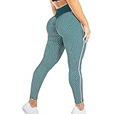 High Sport Dehnbare Damen-Leggings mit Gesäß-Taille, Yoga, Lifting, Workout-Hose, geraffte Yogahose, grün, 27-32