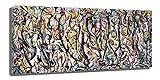 Leinwand Bilder von Pollock Drucke auf Leinwand Wandkunst, Malerei Kunst ，Wohnzimmer Bilder，Schlafzimmer Bilder，Leinwandbild xxl(55x110cm-22x43inch,Rahmen)