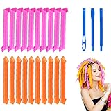 20 Stück Lockenwickler über Nacht Curler Lockenwickler Rollen Haar Curler Damen Magische Lockenwickler Curls Styling Kit ohne Hitze Lockenwickler Set 55cm mit 1 Styling-Haken für Mädchen F