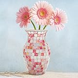 ksamwjf Robuste Mosaik-Glas-Blumenvase, handgemachte Bunte Kristallvasen, natürliche Muschelvase, dekorative künstliche Blumenvasen für Mittelstücke Living