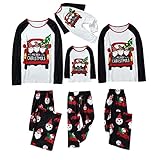 Zilosconcy Weihnachts Pyjama Familie, Herren Damen Kiner Lang Pyjamas Set, Rundhals Langarm Pyjama, Christmas Matching Pyjama Deer Plaid Pyjamas Set Christmas Sweatshirt Festliche Kleidung