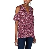 Michael Michael Kors Printed Cold-Shoulder Top Pink Size S