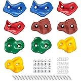 Kinder Klettergriffe Klettersteine,10 Stück Klettergriffe Kinder Set,Klettersteine für Kletterwand,inklusive Befestigungsmaterial,mehrfarbige Kletterwandgriffe,Indoor Klettersteine Für Kletterw