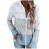 ZCLYXX Pullover Damen Strickpullover V Ausschnitt Pulli Gestreift Sweatshirt Hoodie Herbst Oberteile Top